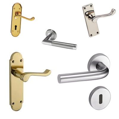Urfic Rouen Metal Lever Latch Door Handles Set Round Rose Internal & External