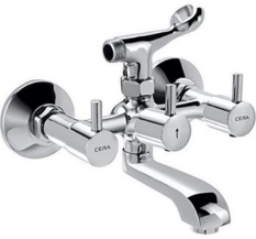 Cera Brass Garnet Quarter Turn Taps & Faucets F2002404 Brass Wall Mixer (Silver)
