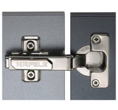 Hafele 110 Degree Half Overlay Soft Close Cabinet Hinge, Steel, Nickel Plated.