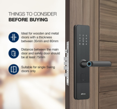 Ozone Smart Bluetooth Lock for Wooden & Metal Doors, 4-Way Access.