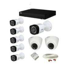 Dahua Set of 2+6 Dome and Bullet CCTV Camera with 8 Ch DVR Along with Accessories