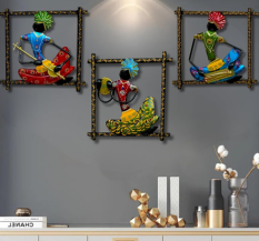 Musicians Doll Metal Frame, Wall Hanging for Living Room, Bedroom, Dining Room Wall Sculpture for Home