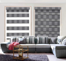 Brown and Cream Plain Window Zebra Blinds (Vista Make ).