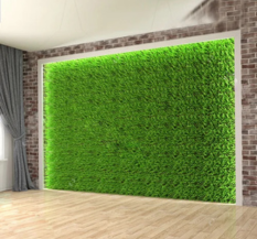 Fiber Artificial Grass Green Wall, 15 mm, Evergreen