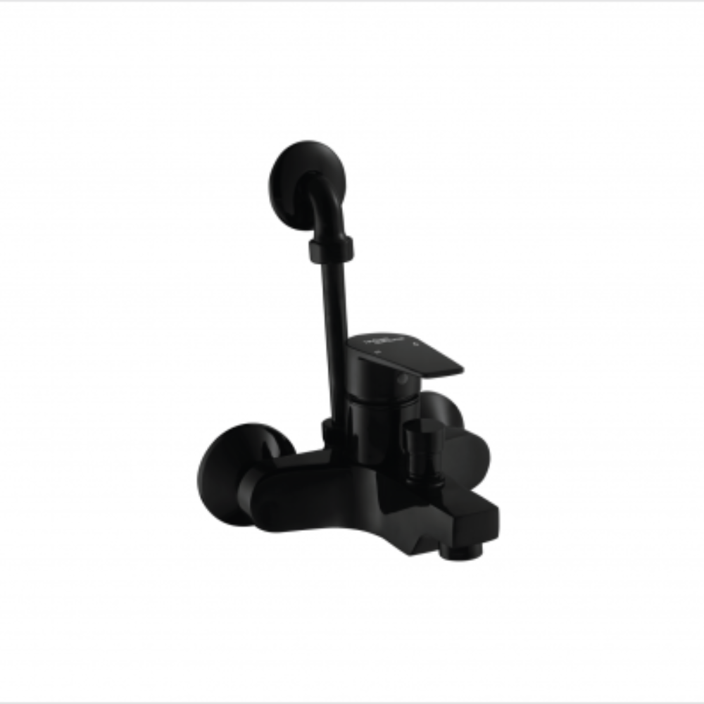 BATH & SHOWER MIXER WITH PROVISION OF OVERHEAD SHOWER IN CHROME BLACK