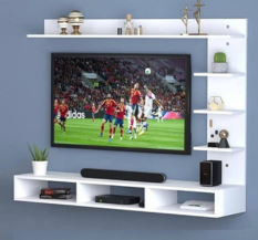 Custom-built or Wooden Wall Mounted TV Unit for Living Room | TV Set Top Box Stand with Shelves Storage for Bedroom & Home .