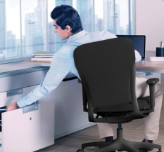 GODREJ INTERIO Polyester Ergonomic Motion High Back Matte Finish Adjustable Armrest Executive Chair Suitable .
