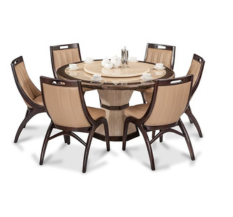 Durian FENG/35404 Six Seater Dining Table Set (Beige)