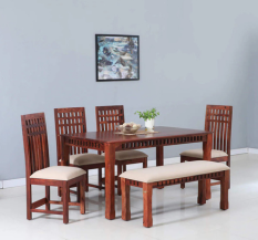 Pepperfry Dining Set | Valuewud | Chinami | Color: Dark Cappuccino Brown Finish | Seating: 4 Seats.