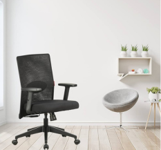 Featherlite Contact Project Medium Back Desk Arm Chair (Black) - Fabric.