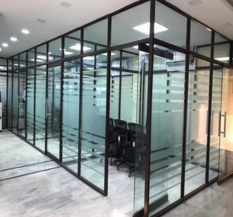 Saint Gobain Silver Framed Glass Partition, For Commercial, As Require.